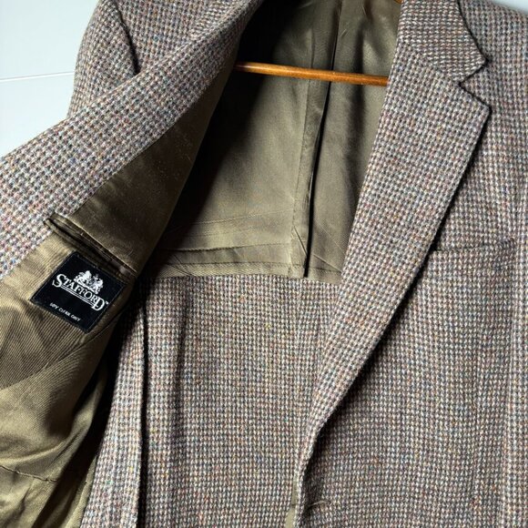 Harris Tweed Blazer Mens Brown Beige Pure Scottish Wool Herringbone Tweed - Picture 4 of 13